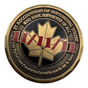 2011 True Patriot Love 11/11/11 Bronze Medal Canada 1.75” Remembrance‎ Coin